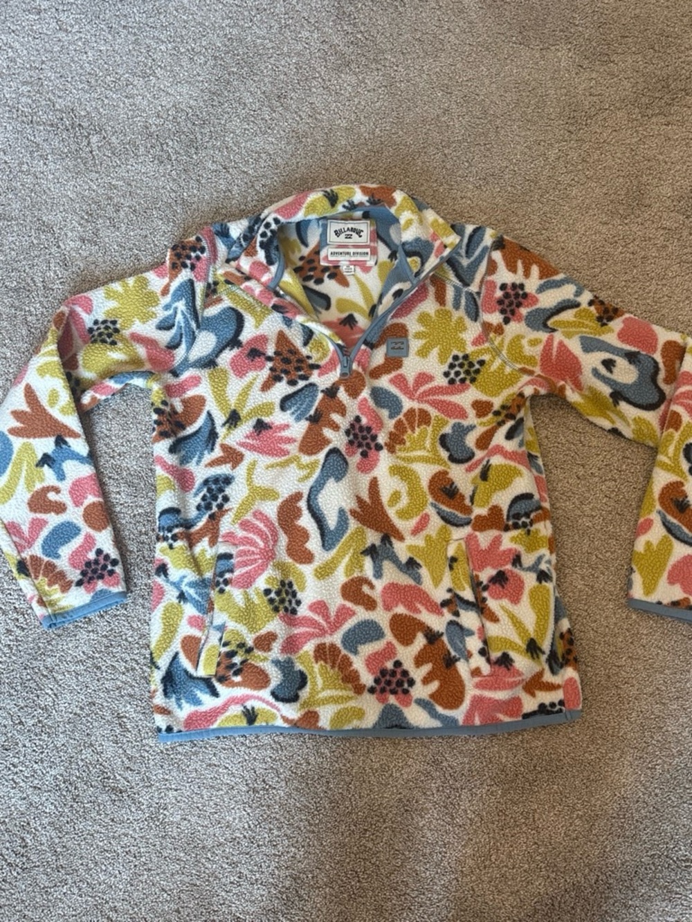 Billabong Kids Floral Sherpa Jacket - Pink, Blue, Mustard, Brown, Cream